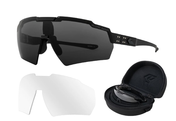 Gatorz Blastshield Black Frame l Ballistic Smoke & Clear w/ Anti-Fog Lens