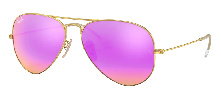 Ray-Ban RB3025 Aviator Large Metal Matte Arista | Green Mirror Fuxia