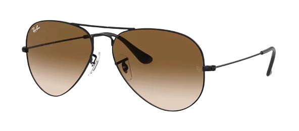 Ray-Ban RB3025 Aviator Large Metal Black Frame l Clear Gradient Brown Lens