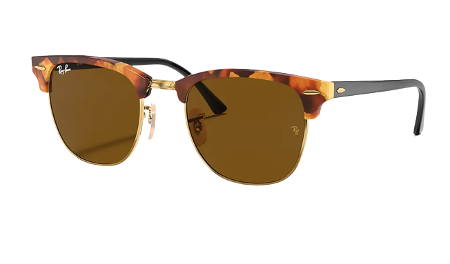 Ray-Ban Clubmaster Spotted Brown Havana Frame l B-15 Brown Lens