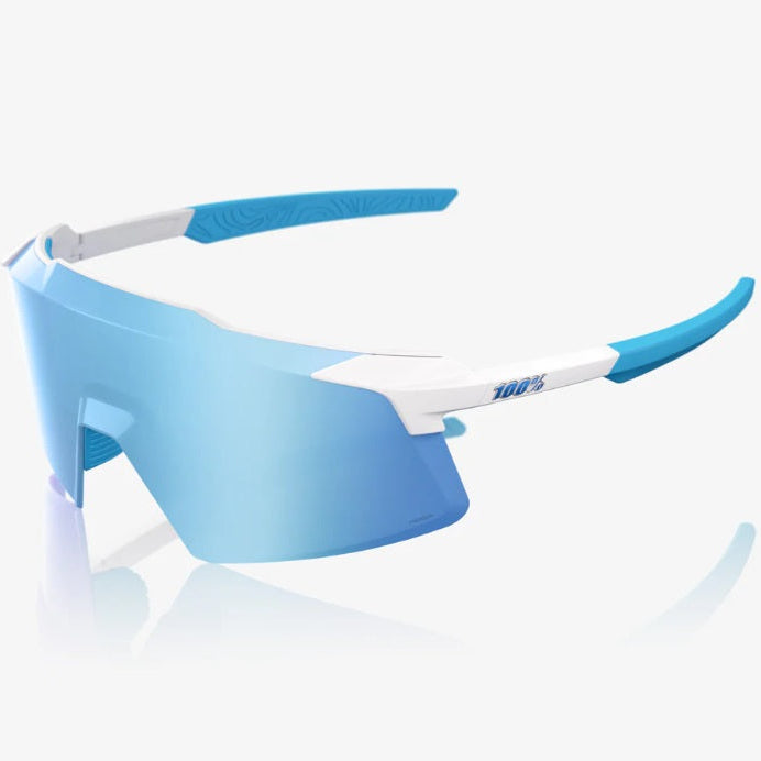 100% AEROCRAFT® Matte White HiPER® Blue Mirror Lens