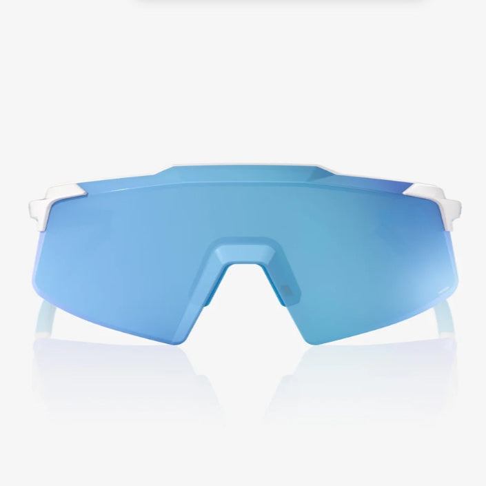 100% AEROCRAFT® Matte White HiPER® Blue Mirror Lens