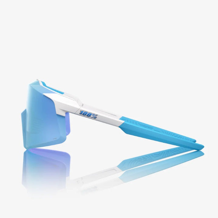 100% AEROCRAFT® Matte White HiPER® Blue Mirror Lens