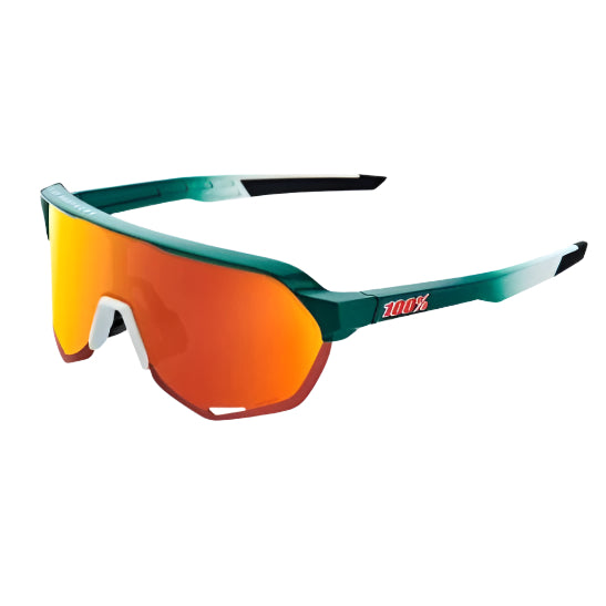 100% S2 Bora Hansgrohe Team Gloss Metallic/Matte White Frames l HiPER Red Multilayer Mirror Lens