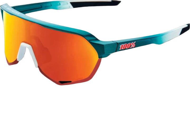 100% S2 Bora Hansgrohe Team Gloss Metallic/Matte White Frames l HiPER Red Multilayer Mirror Lens
