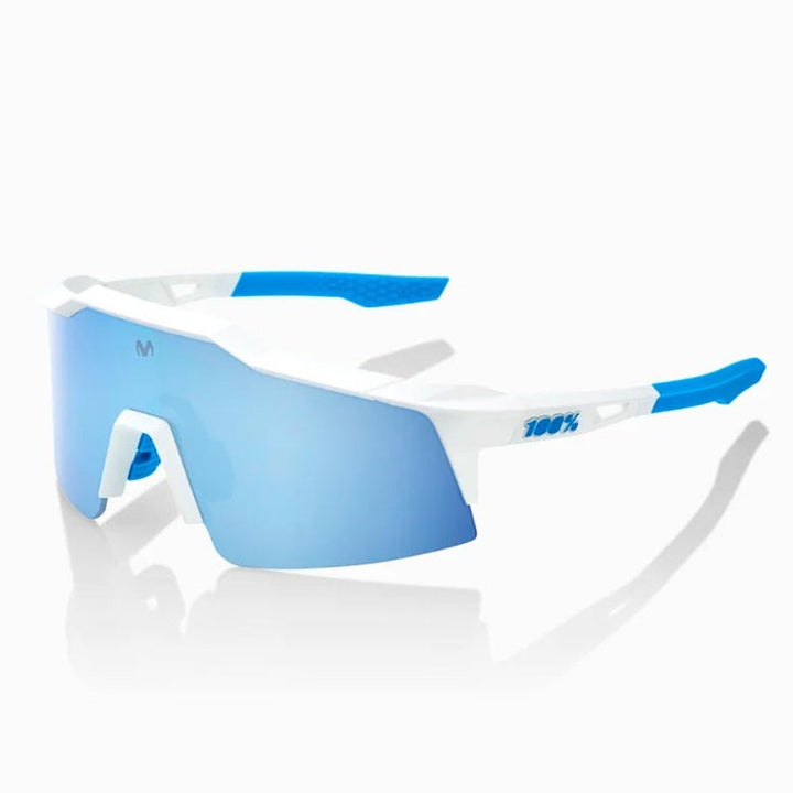 100% Speedcraft SE Movistar Team White Frames l HiPER Blue Multilayer Mirror Lens