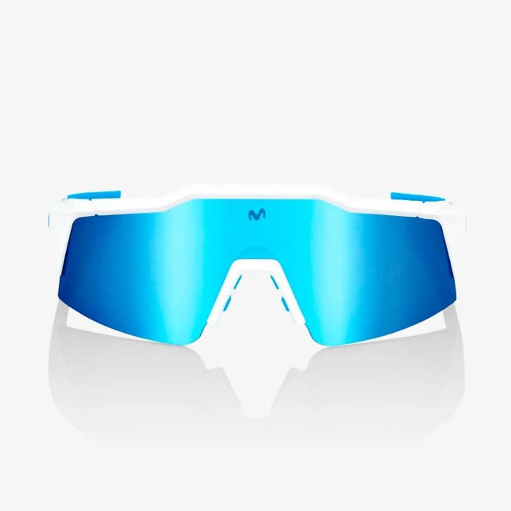 100% Speedcraft SE Movistar Team White Frames l HiPER Blue Multilayer Mirror Lens
