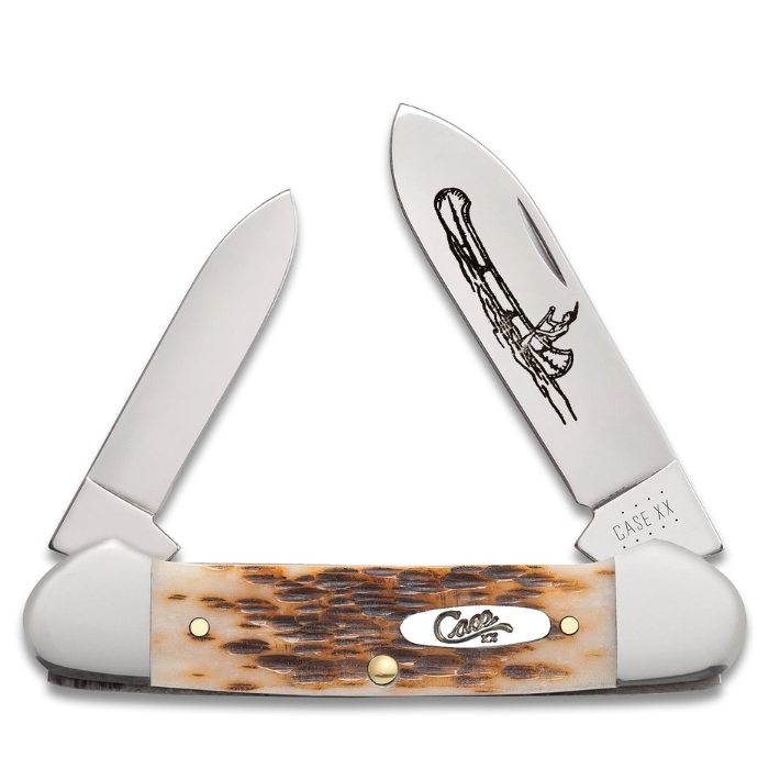 Case Amber Bone Peach Seed Jig Canoe