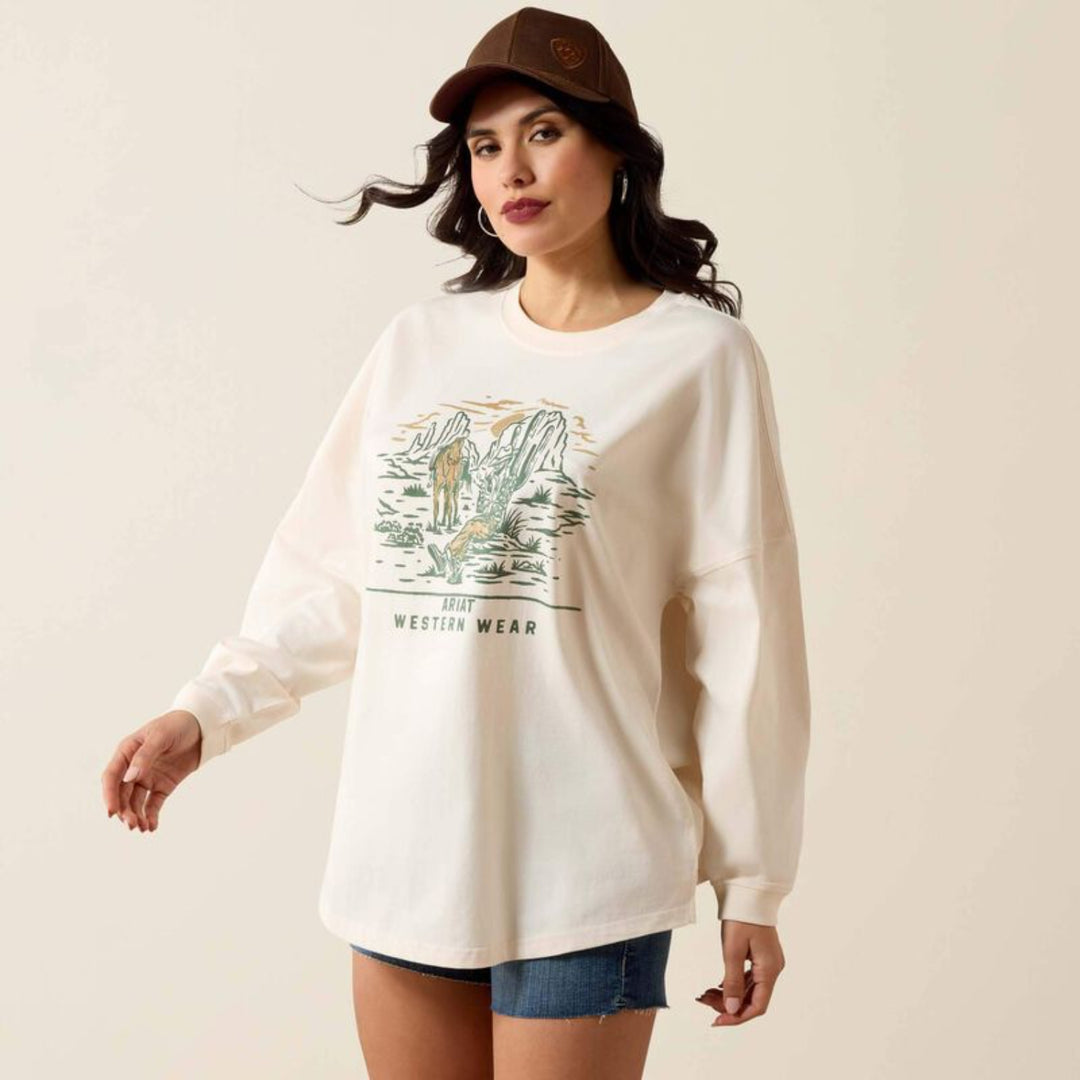 Ariat Women's Canvas Oversized Long Sleeve T-Shirt