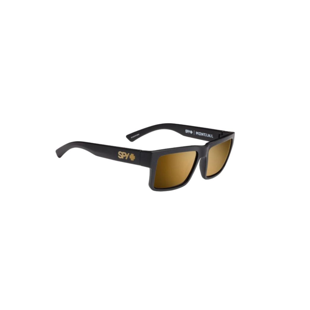 Spy Montana Soft Matte Black Frames l Happy Bronze w/ Gold Spectra Mirror Lens