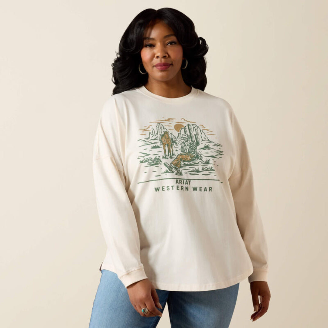 Ariat Women's Canvas Oversized Long Sleeve T-Shirt