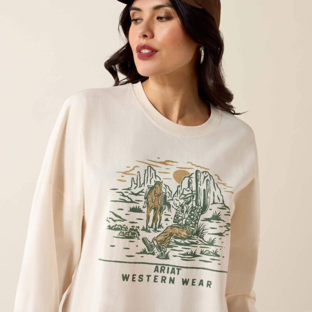 Ariat Women's Canvas Oversized Long Sleeve T-Shirt