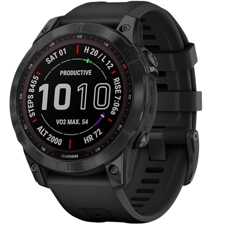 Garmin Fenix 7 Sapphire Solar GPS Watch l Black DLC Titanium with Black Band
