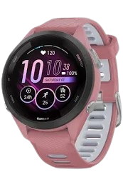 Garmin Forerunner® 265S Black Bezel with Light Pink Case and Light Pink/Whitestone Silicone Band