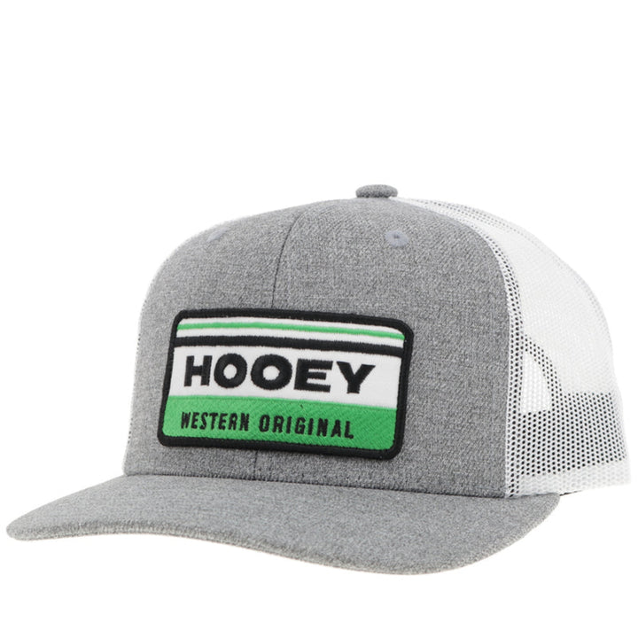 HOOEY "HORIZON" HAT GREY/WHITE W/GREEN/WHITE & BLACK PATCH