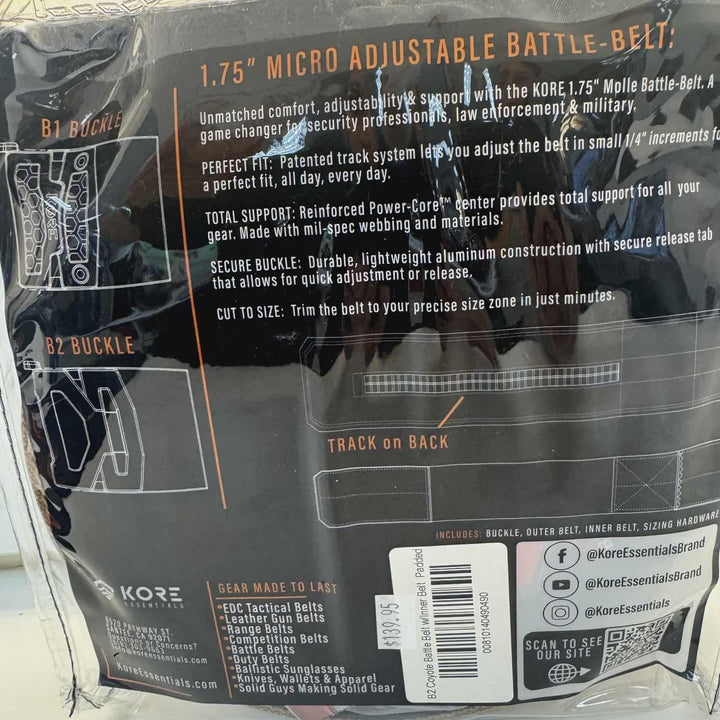 Kore B2 Coyote Battle Belt [Complete Kit] - 24"48" / Padded Reinforced Inner Belt