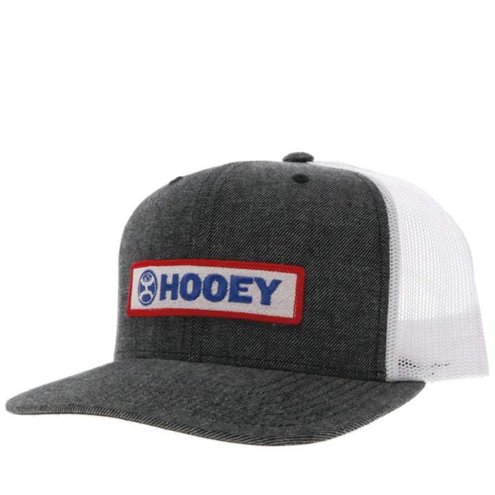 HOOEY "LOCK-UP" HAT CHARCOAL/ WHITE W/RED/WHITE & BLUE PATCH