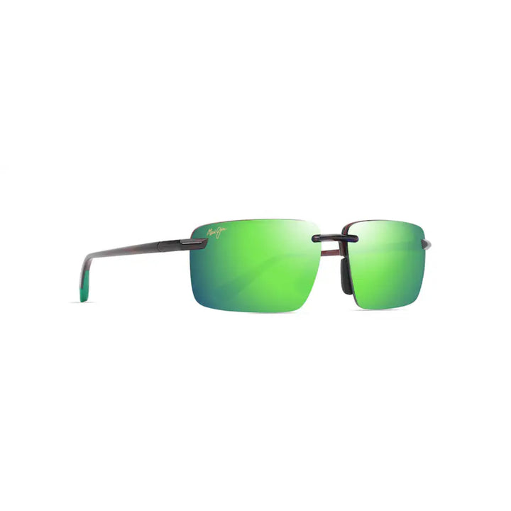 Maui Jim GM656-01 Laulima Asian Fit Shiny Transparent Brown Frame l Maui Green Polarized Lens