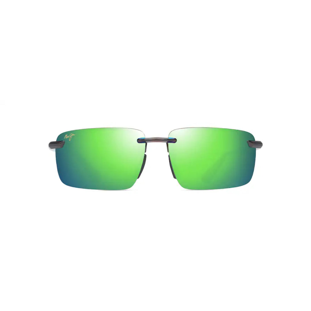 Maui Jim GM656-01 Laulima Asian Fit Shiny Transparent Brown Frame l Maui Green Polarized Lens