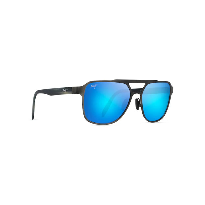 Maui Jim MJ0607S-002 BLUE HAWAII 2ND REEF Brushed Dark Gunmetal | Blue Hawaii Polarized