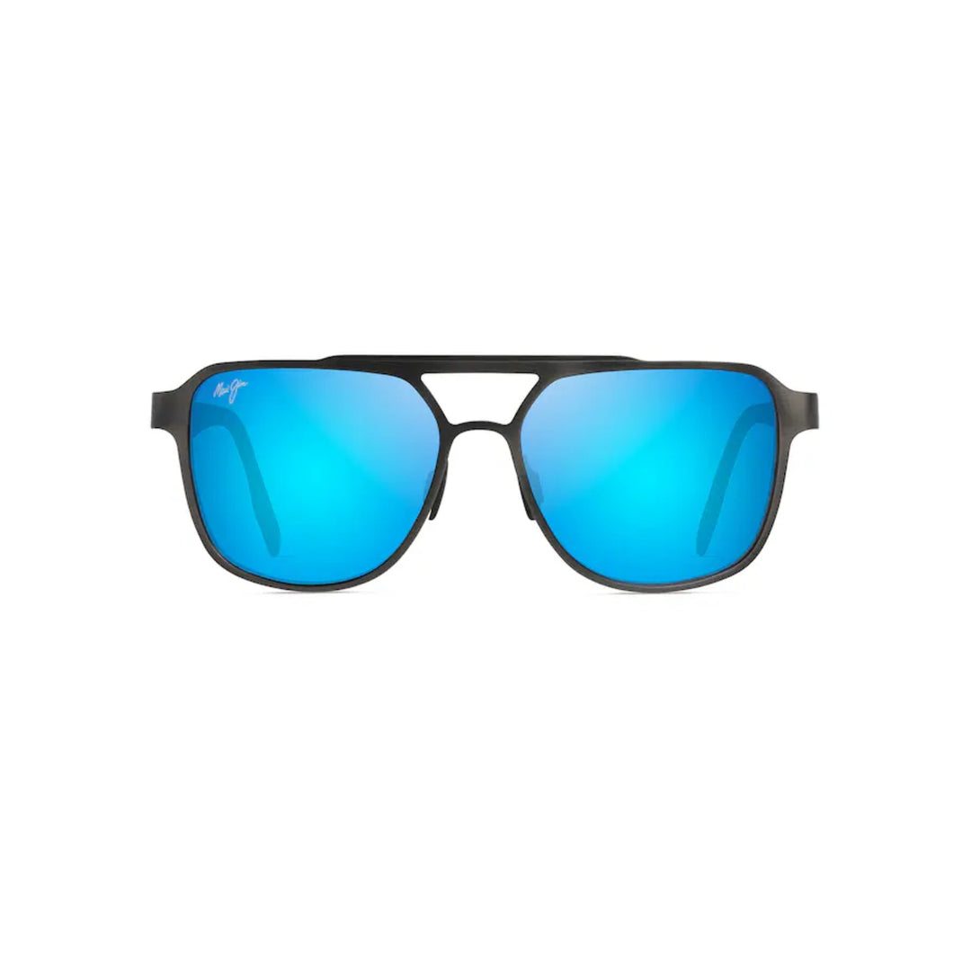 Maui Jim MJ0607S-002 BLUE HAWAII 2ND REEF Brushed Dark Gunmetal | Blue Hawaii Polarized