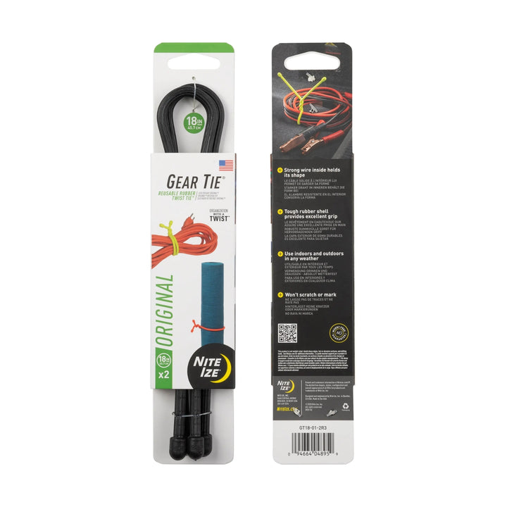 Nite Ize Gear Tie 18" Reusable Rubber Twist Tie - 2 Pack