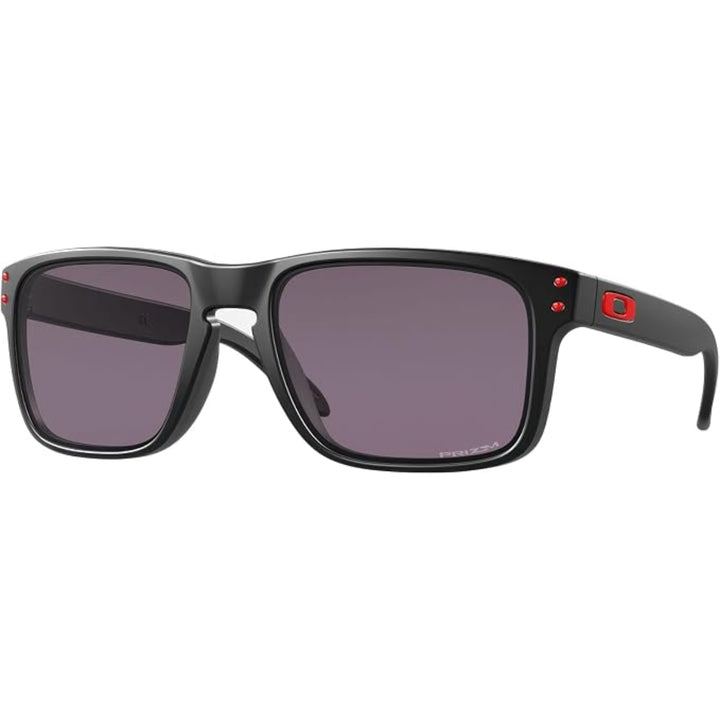 OAKLEY HOLBROOK OO9102 Sunglasses MATTE BLACK W/ PRIZM GREY RED ICON
