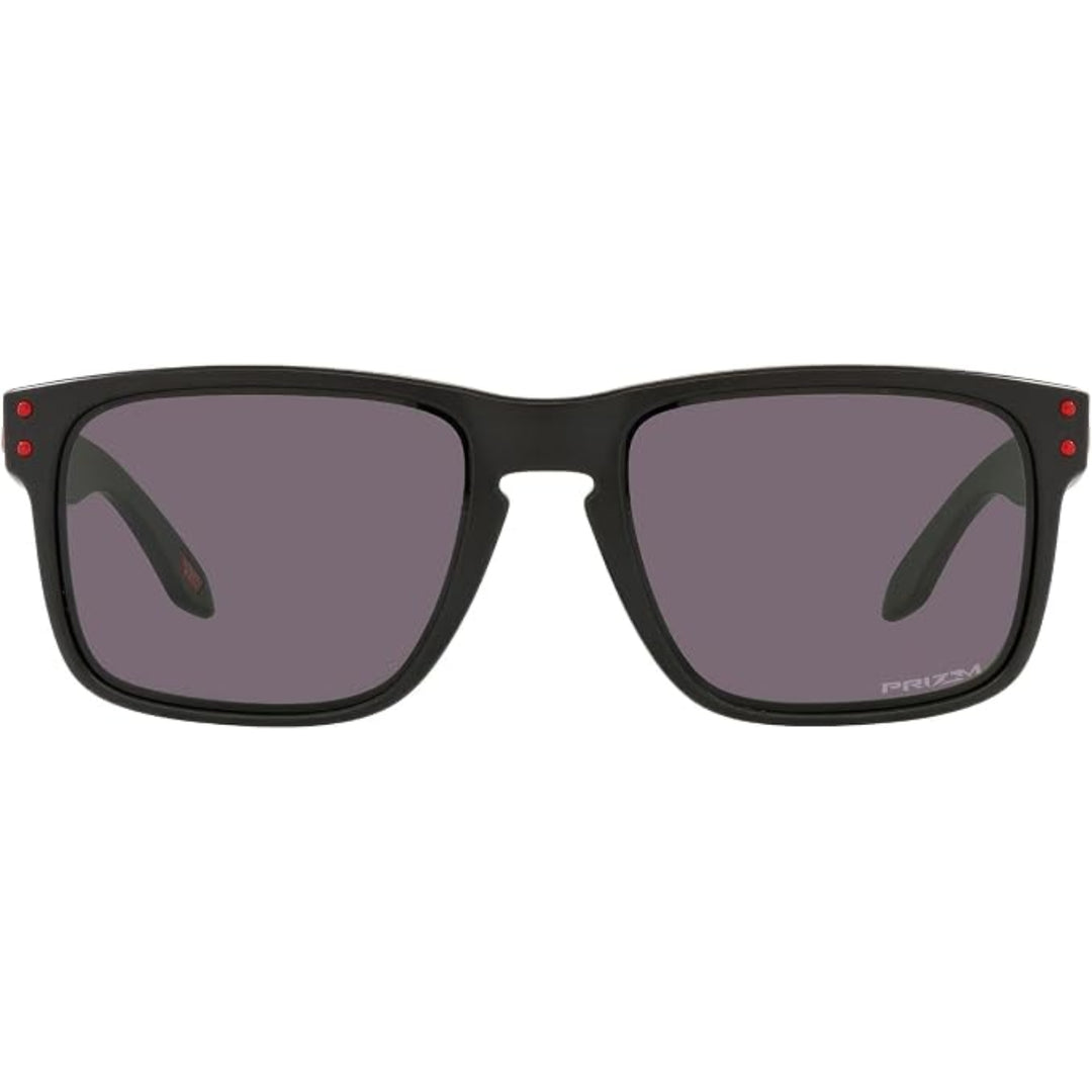 OAKLEY HOLBROOK OO9102 Sunglasses MATTE BLACK W/ PRIZM GREY RED ICON