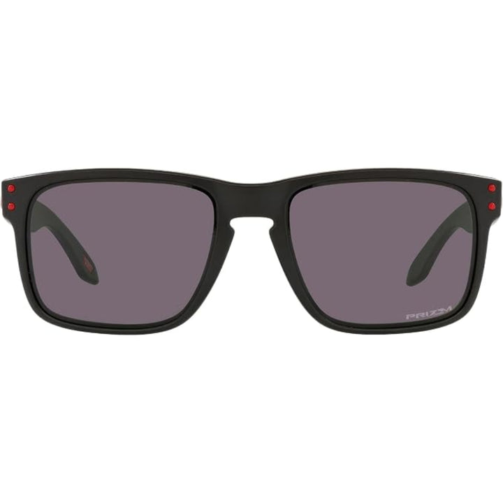 OAKLEY HOLBROOK OO9102 Sunglasses MATTE BLACK W/ PRIZM GREY RED ICON