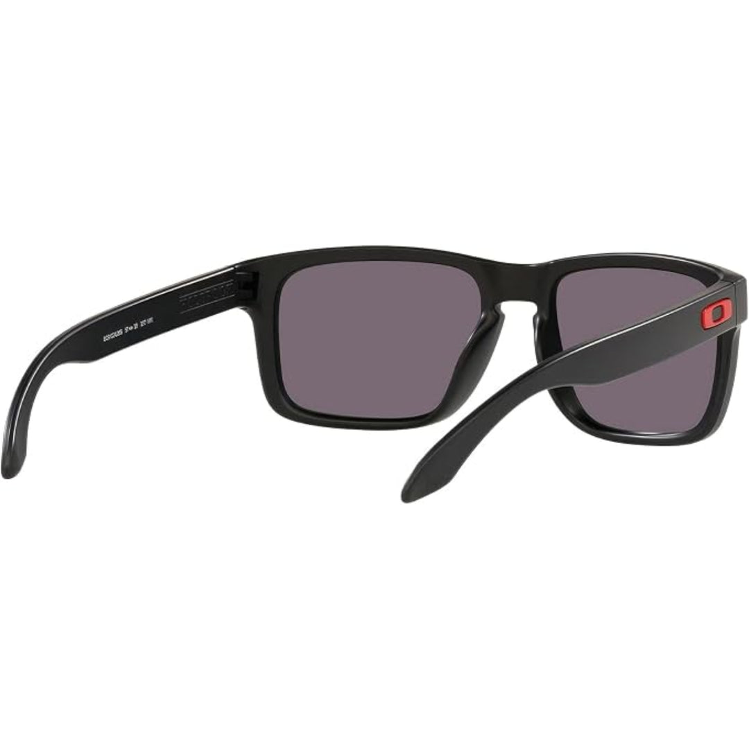OAKLEY HOLBROOK OO9102 Sunglasses MATTE BLACK W/ PRIZM GREY RED ICON