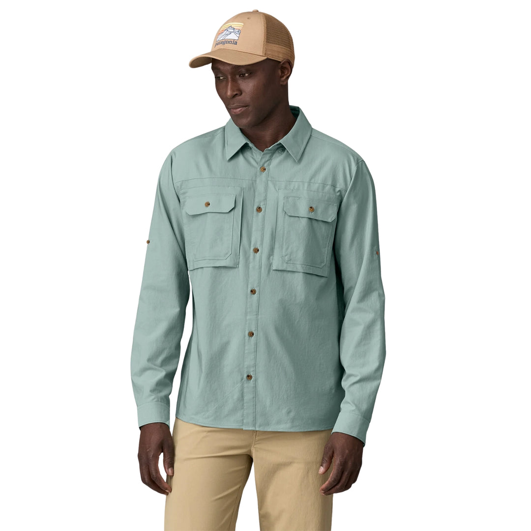 patagonia dress shirt Island Hopper Long Sleeve 60% organic cotton/40% recycled polyester fabric provides big Patagonia Men's Long-Sleeved Self-Guided Sun