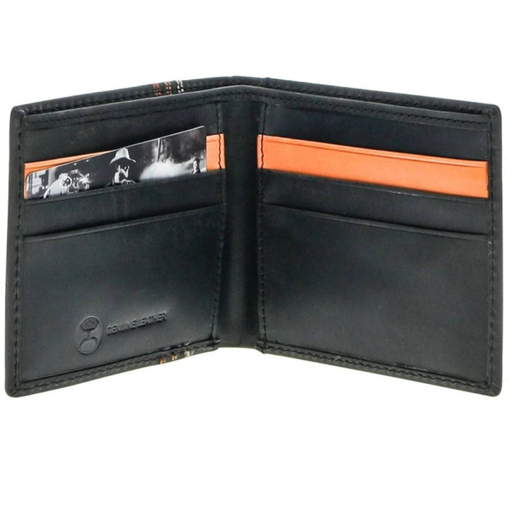 "RANGER" BIFOLD HOOEY WALLET EMBROIDERED BLACK LEATHER