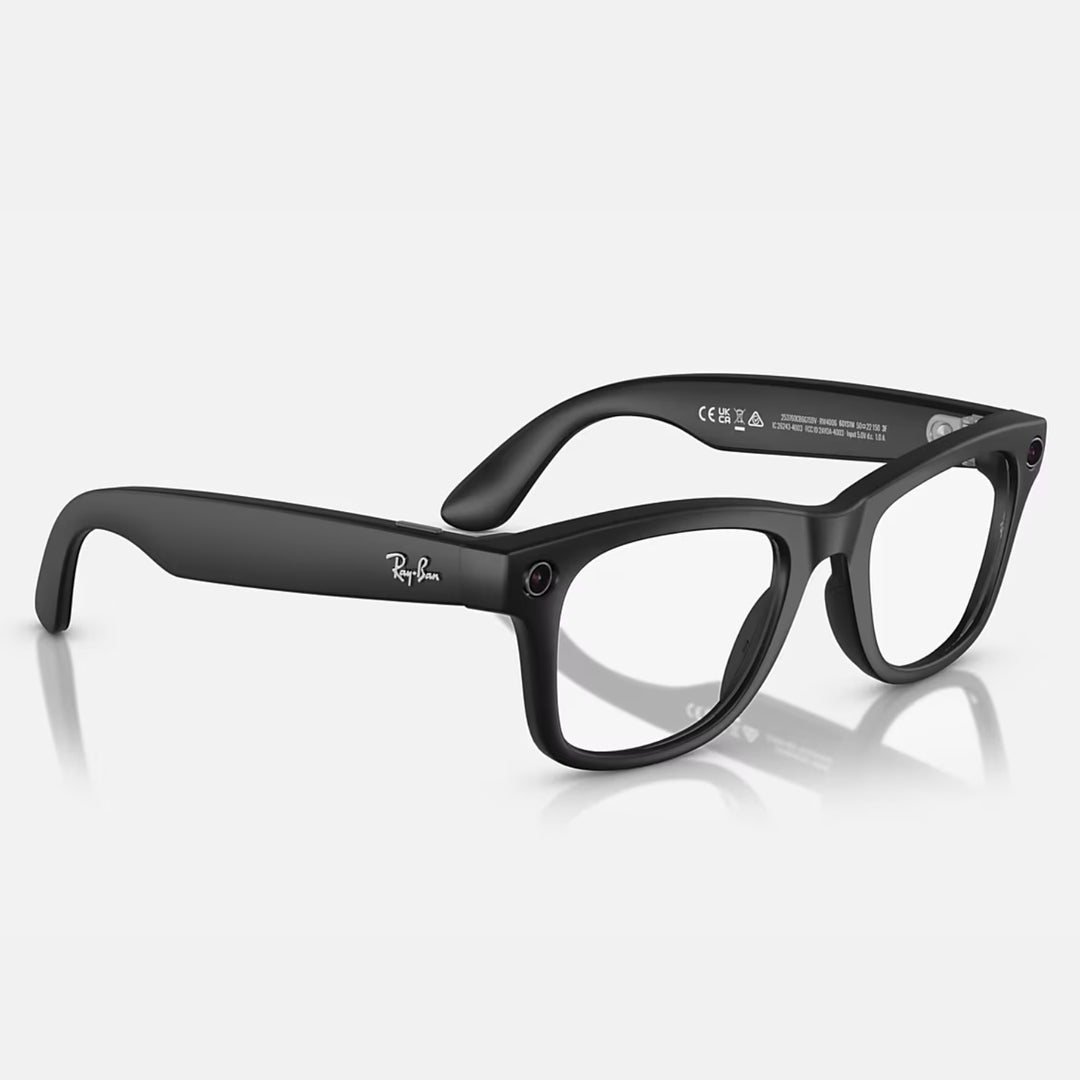 Ray-Ban Meta Wayfarer Gen 1 | Matte Black | Clear/Graphite Green Transitions® | RW4006 601S1M (Regular)