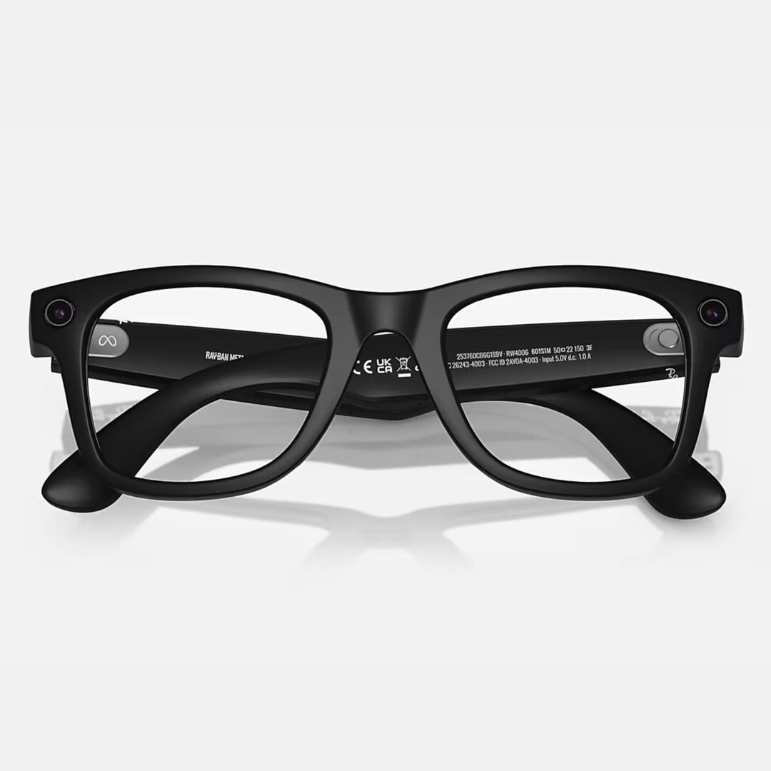 Ray-Ban Meta Wayfarer Gen 1 | Matte Black | Clear/Graphite Green Transitions® | RW4006 601S1M (Regular)