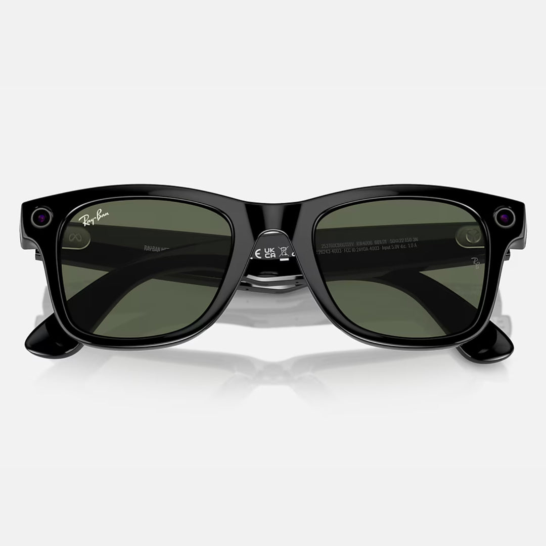 Ray-Ban Meta Wayfarer Gen 1 | Shiny Black | G-15 Green | RW4006 601/71 (Regular)