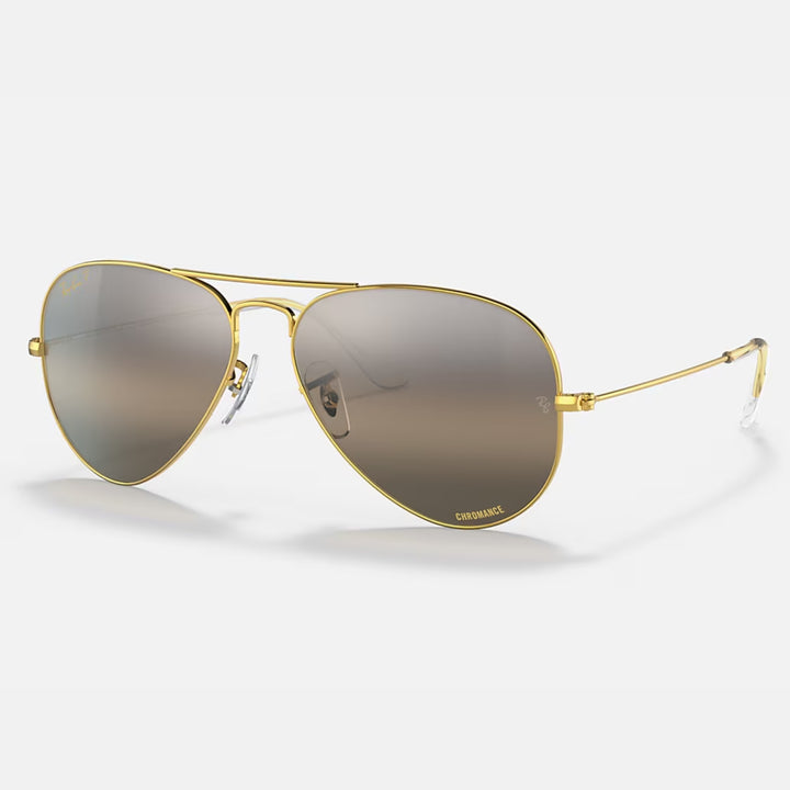 Ray Ban Aviator Chromance Polished Gold | Silver/Grey Chromance Polarized | RB3025 9196G3 (55-14)