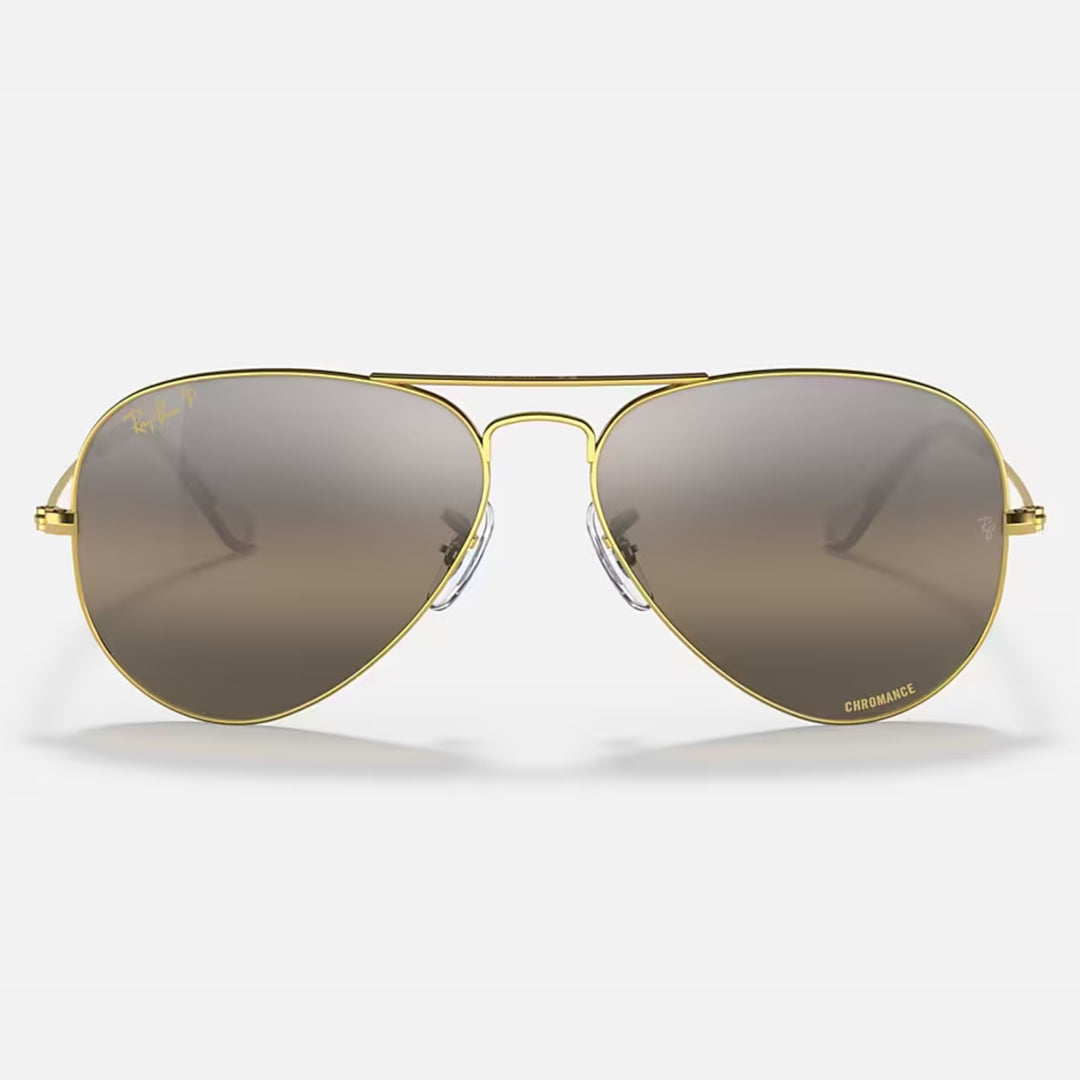 Ray Ban Aviator Chromance Polished Gold | Silver/Grey Chromance Polarized | RB3025 9196G3 (55-14)