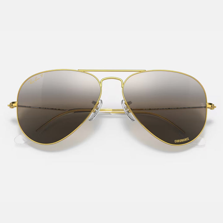 Ray Ban Aviator Chromance Polished Gold | Silver/Grey Chromance Polarized | RB3025 9196G3 (55-14)