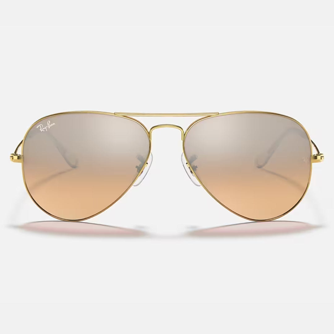 Ray Ban Aviator Gradient Polished Arista Gold | Silver/Pink Mirror Gradient | RB3025 001/3E (62-14)