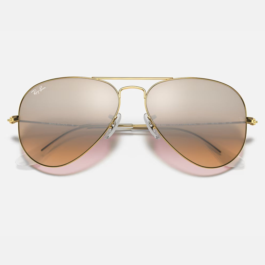 Ray Ban Aviator Gradient Polished Arista Gold | Silver/Pink Mirror Gradient | RB3025 001/3E (62-14)