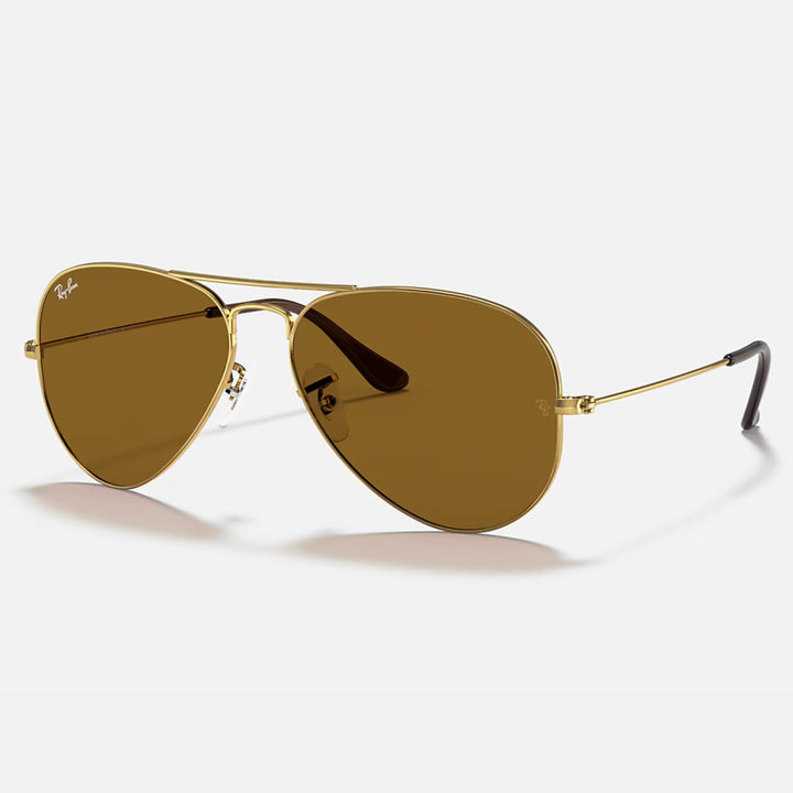 Ray Ban Aviator Large Metal Polished Arista Gold | B-15 Brown | RB3025 001/33 (58-14)