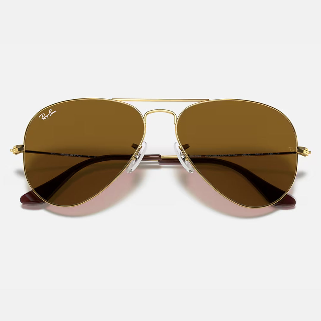 Ray Ban Aviator Large Metal Polished Arista Gold | B-15 Brown | RB3025 001/33 (58-14)