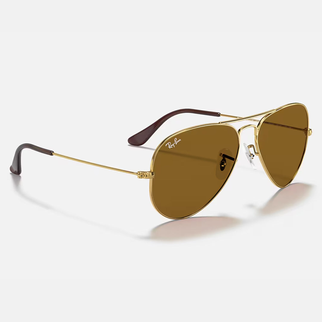Ray Ban Aviator Large Metal Polished Arista Gold | B-15 Brown | RB3025 001/33 (58-14)