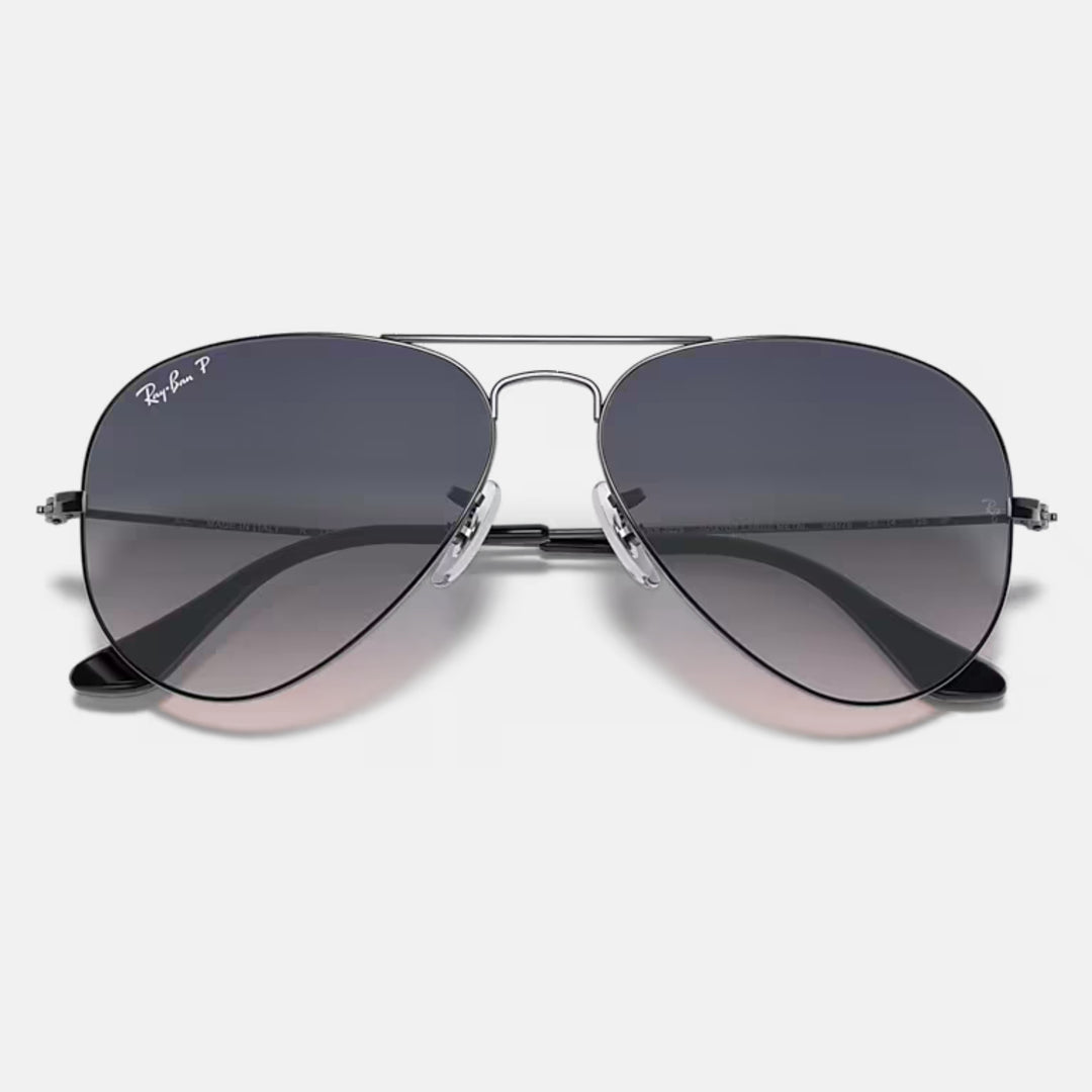 Ray Ban Aviator Large Metal Gunmetal | Blue/Grey Gradient Polarized | RB3025 004/78 (55-14)