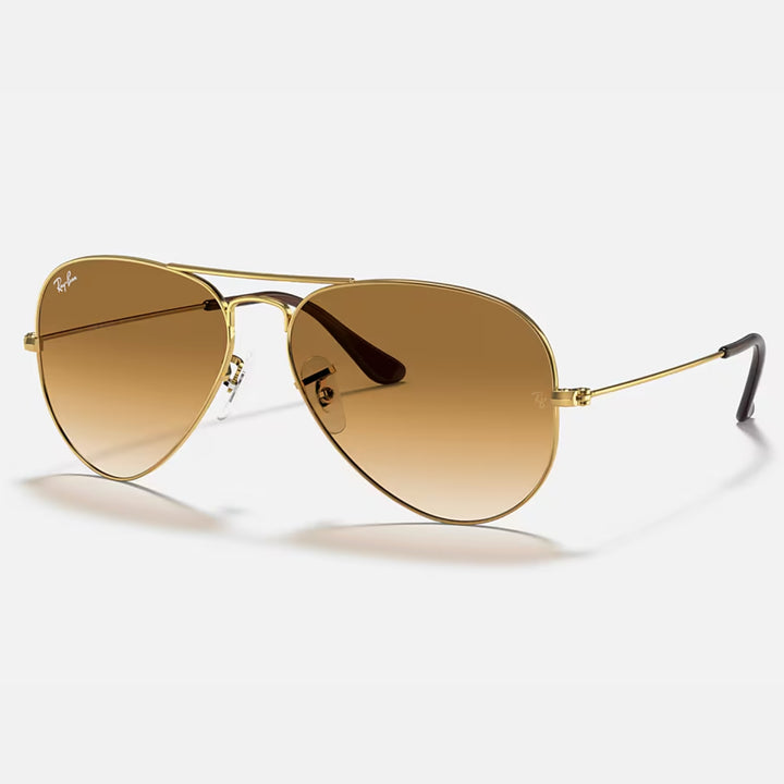 Ray Ban Aviator Large Metal Polished Arista Gold | Clear Brown Gradient | RB3025 001/51 (55-14)