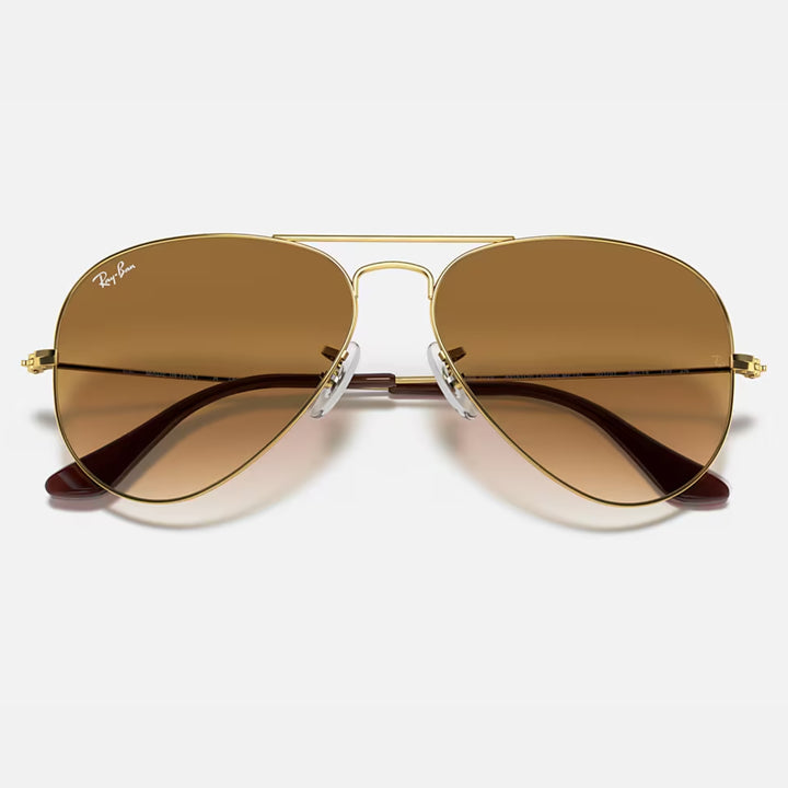 Ray Ban Aviator Large Metal Polished Arista Gold | Clear Brown Gradient | RB3025 001/51 (55-14)