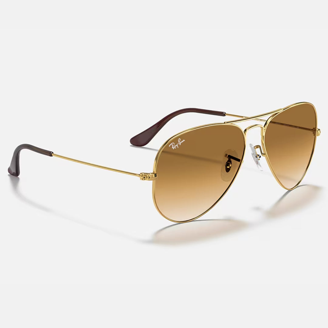 Ray Ban Aviator Large Metal Polished Arista Gold | Clear Brown Gradient | RB3025 001/51 (55-14)