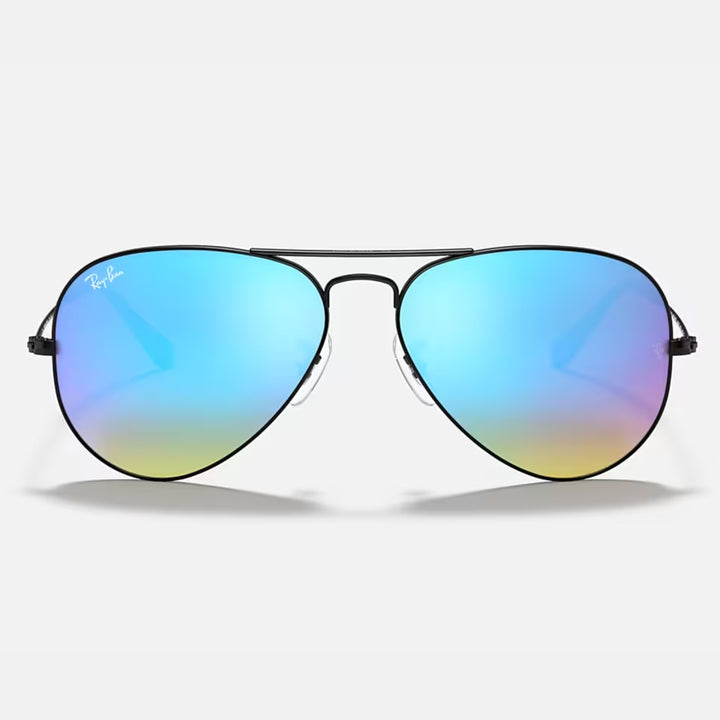 Ray Ban Aviator Large Metal Polished Black | Blue Flash | RB3025 002/4O (62-14)