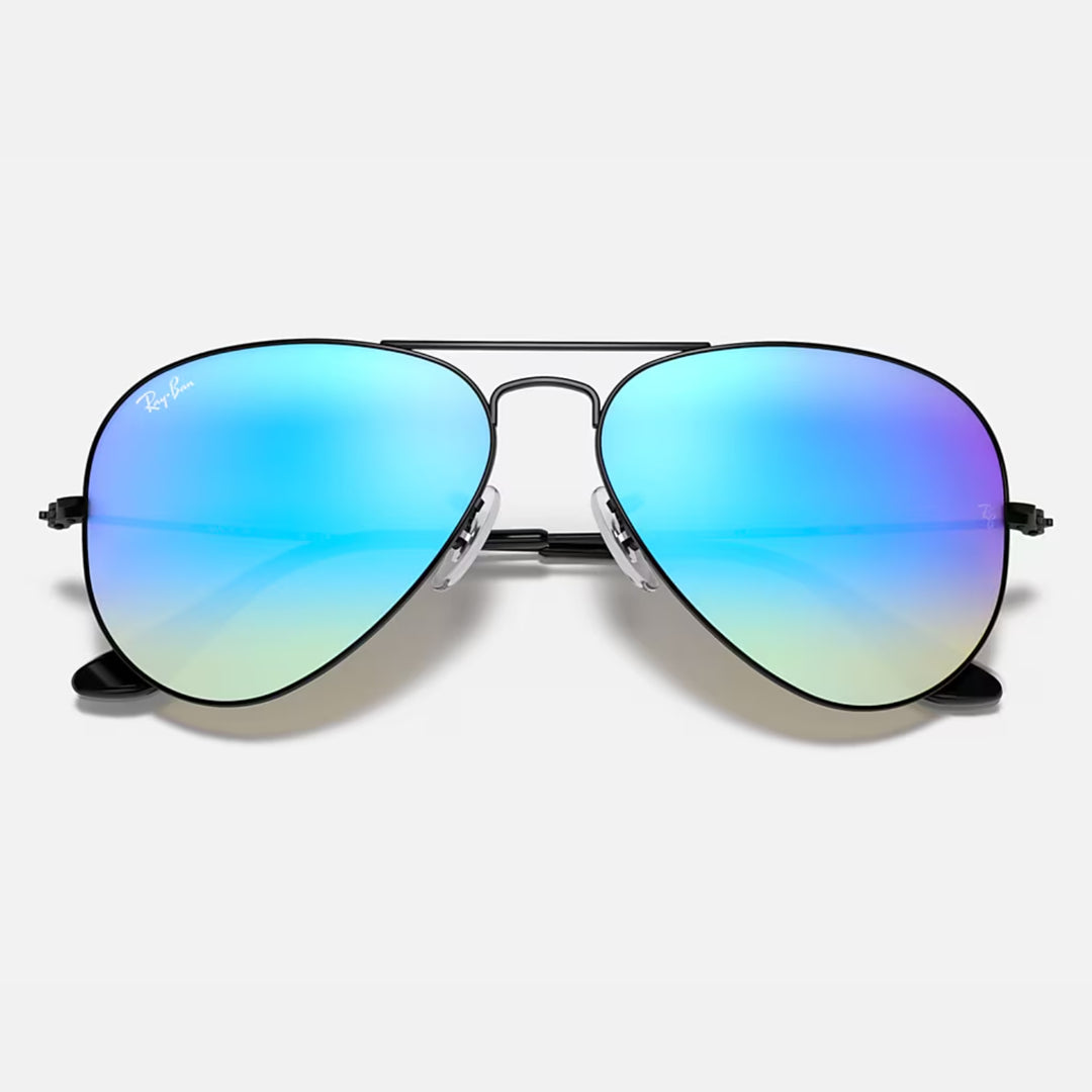 Ray Ban Aviator Large Metal Polished Black | Blue Flash | RB3025 002/4O (62-14)