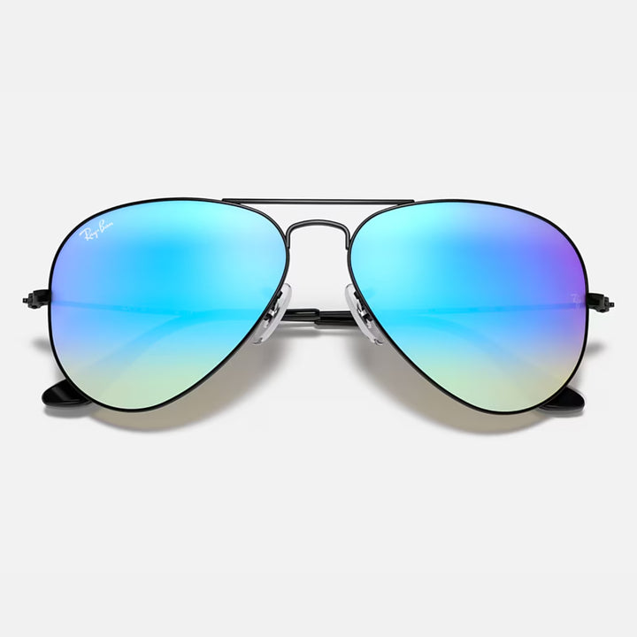 Ray Ban Aviator Large Metal Polished Black | Blue Flash | RB3025 002/4O (62-14)